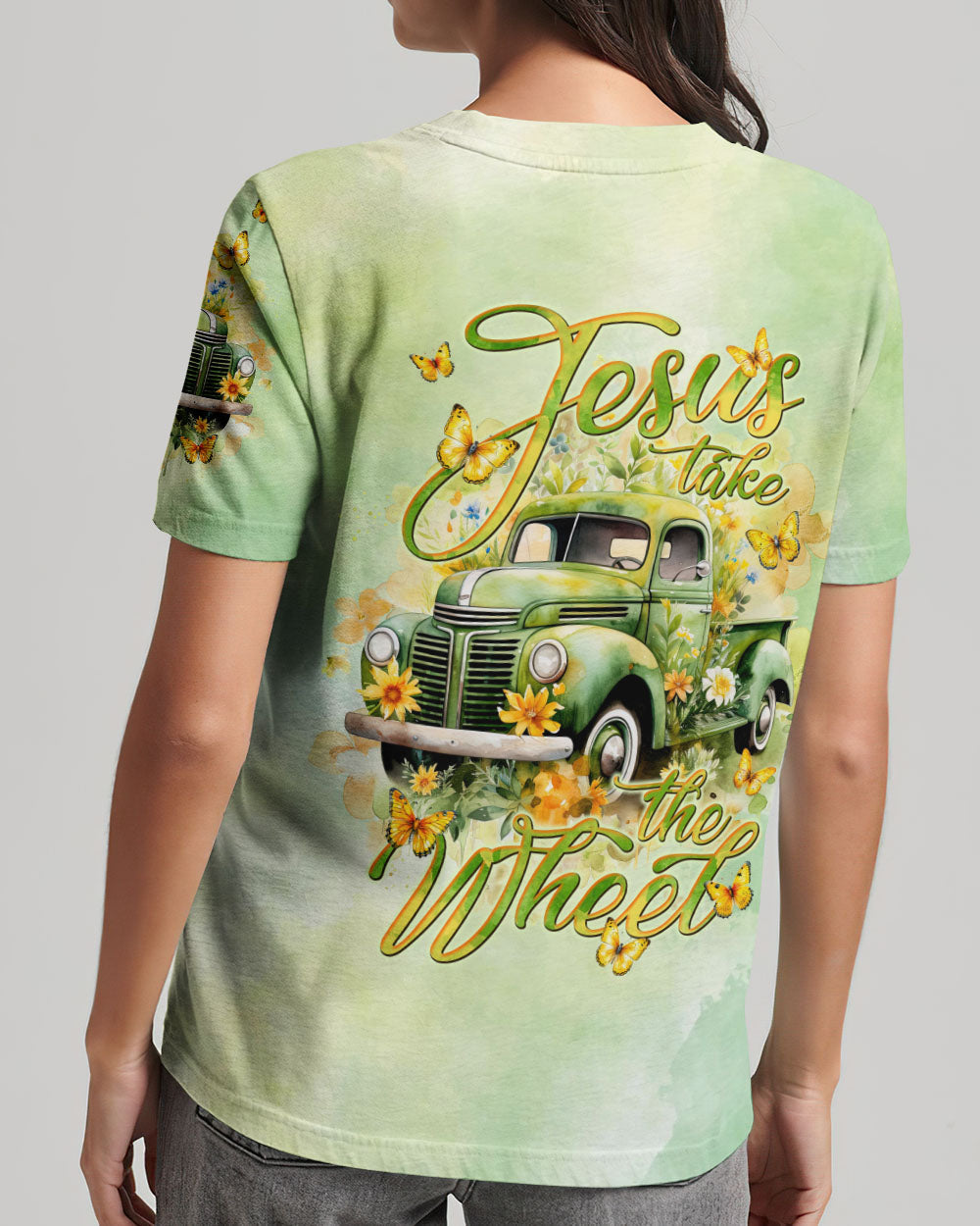 Jesus Take The Wheel Truck Flower Women's All Over Print Shirt - Tlnt2912233