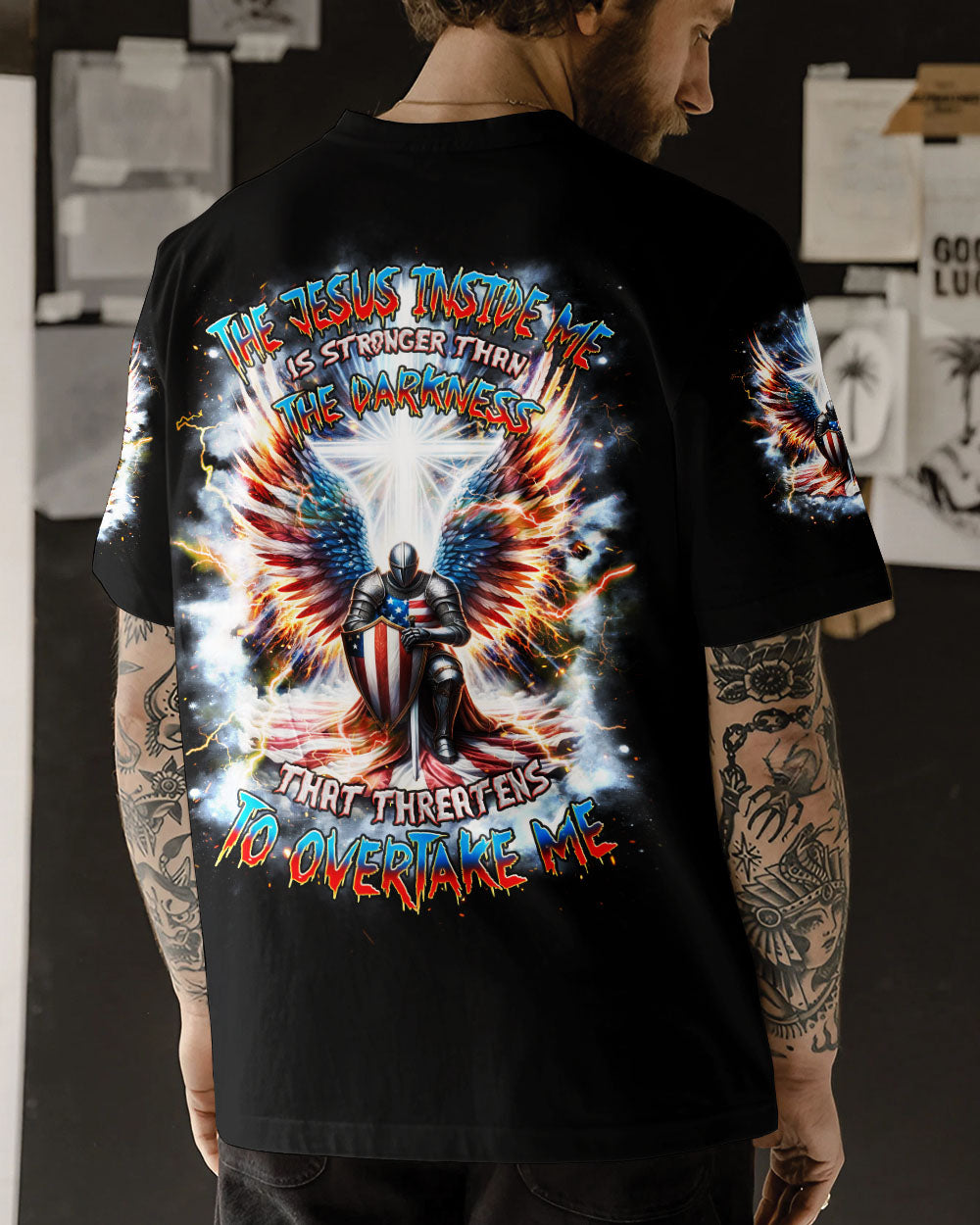 The Jesus Inside Me Is Stronger Warrior Men's All Over Print Shirt - Tlnz0603244