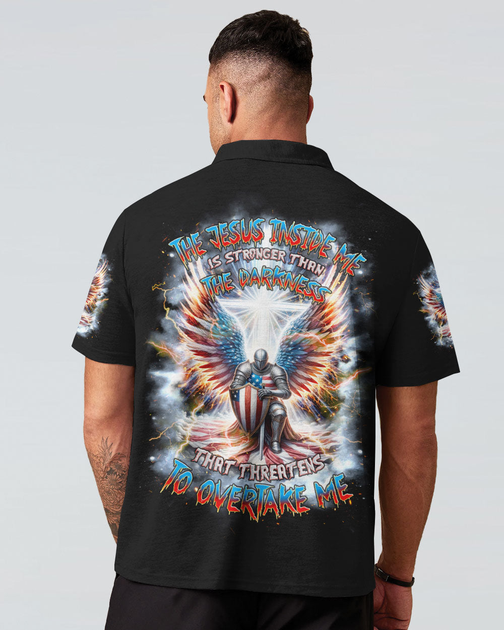 The Jesus Inside Me Is Stronger Warrior Men's All Over Print Shirt - Tlnz0603244