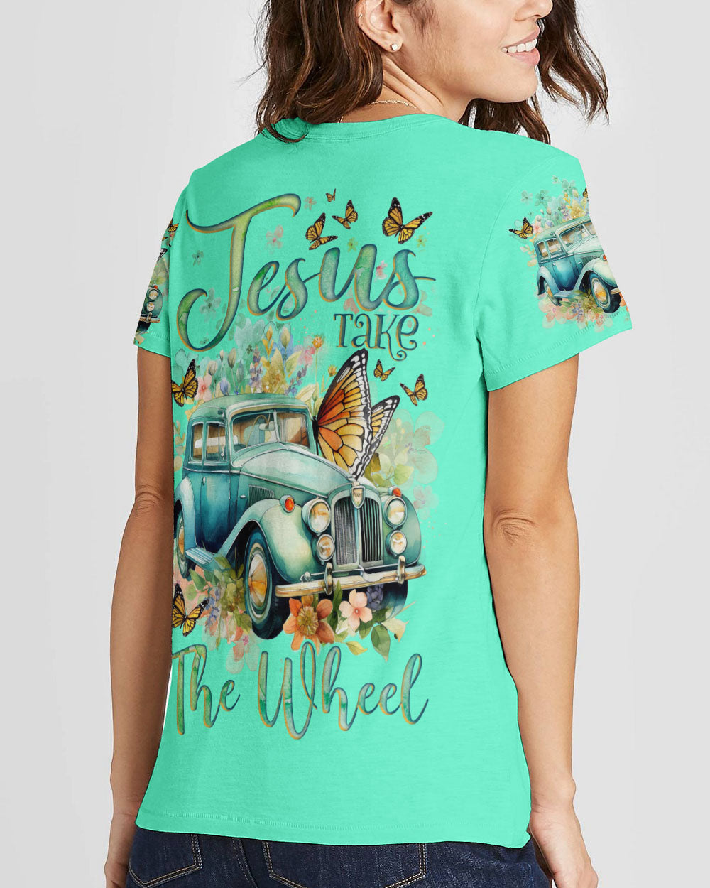 Jesus Take The Wheel Women's All Over Print Shirt - Tlnz1811232