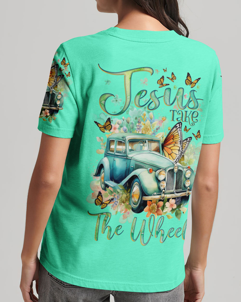 Jesus Take The Wheel Women's All Over Print Shirt - Tlnz1811232