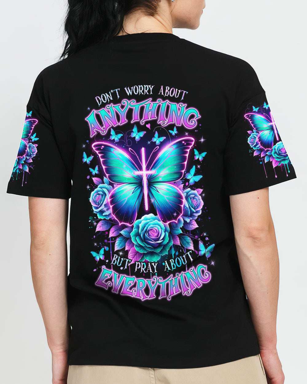 Pray About Everything Butterfly Women's All Over Print Shirt - Tlnz2901243