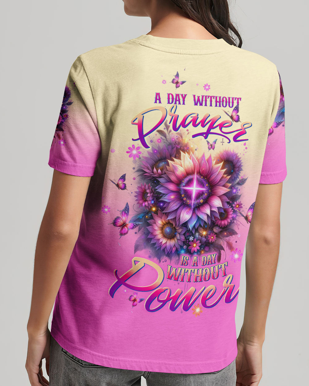 A Day Without Prayer Is A Day Without Power Sunflower Women's All Over Print Shirt - Tltw0912231