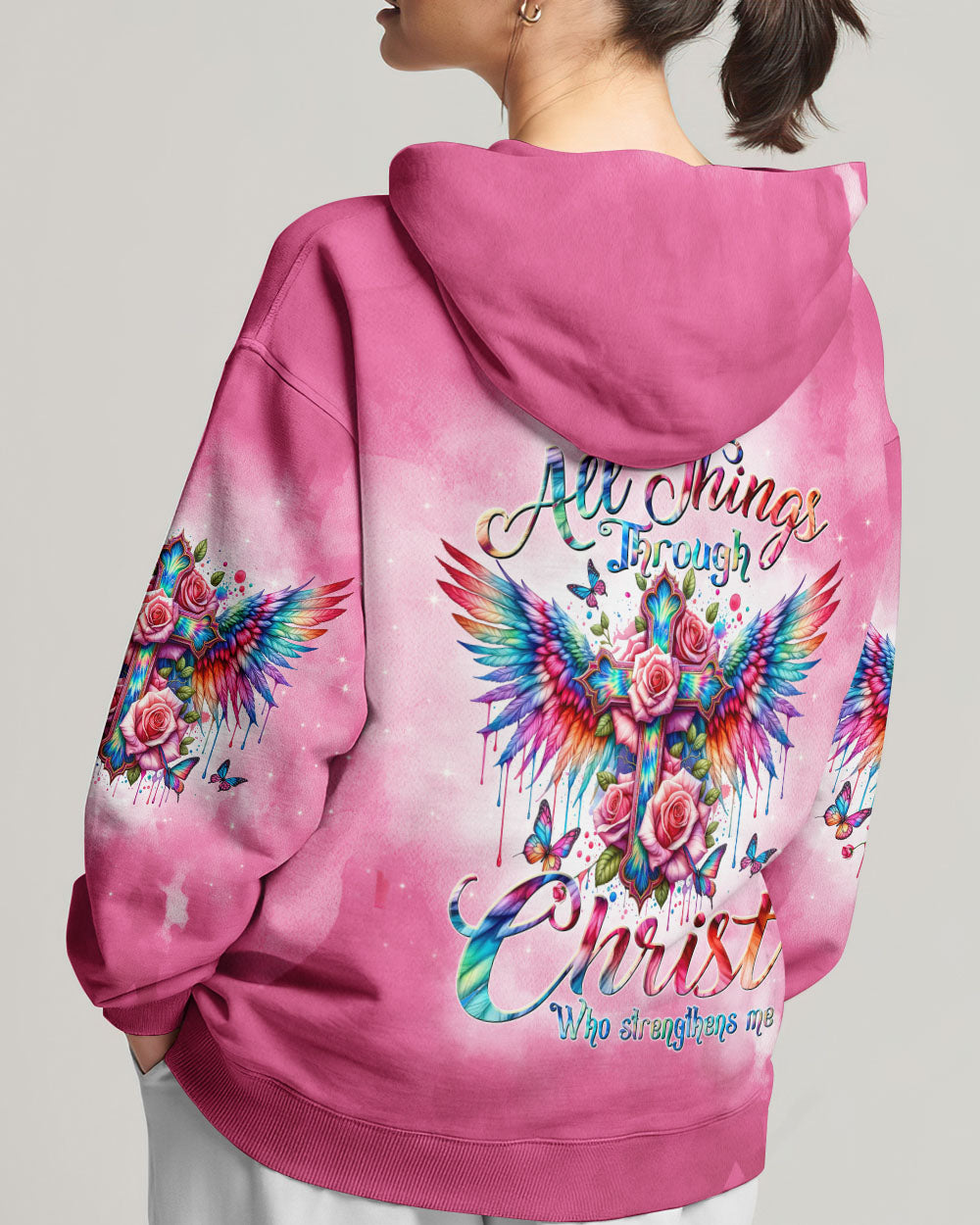 I Can Do All Things Through Christ Wings Tie Dye Women's All Over Print Shirt - Tltw2010232