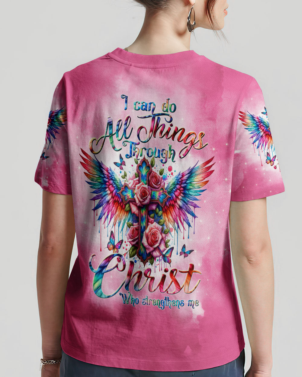 I Can Do All Things Through Christ Wings Tie Dye Women's All Over Print Shirt - Tltw2010232