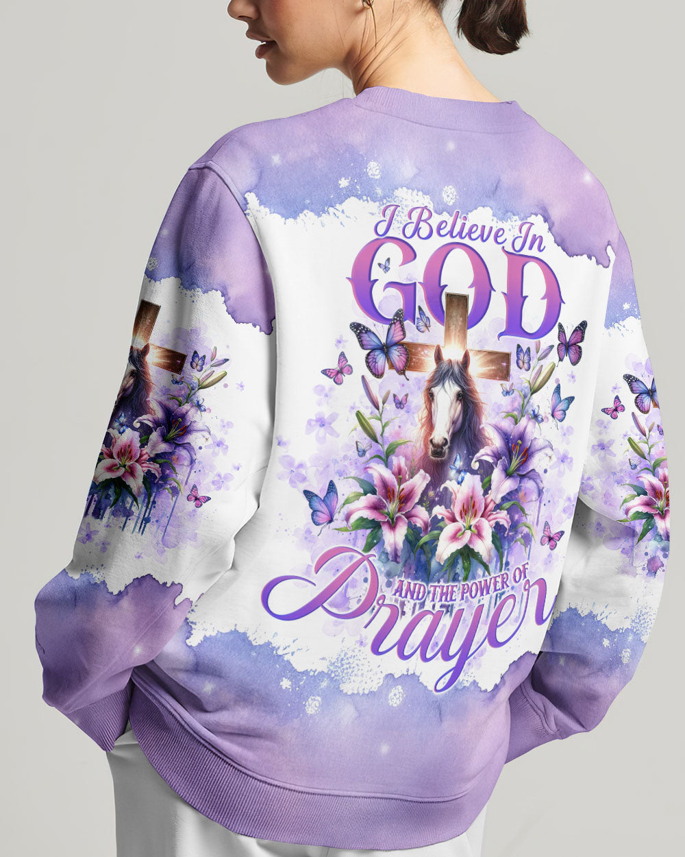 I Believe In God Cross Horse Lilies Women's All Over Print Shirt - Tlno0512233