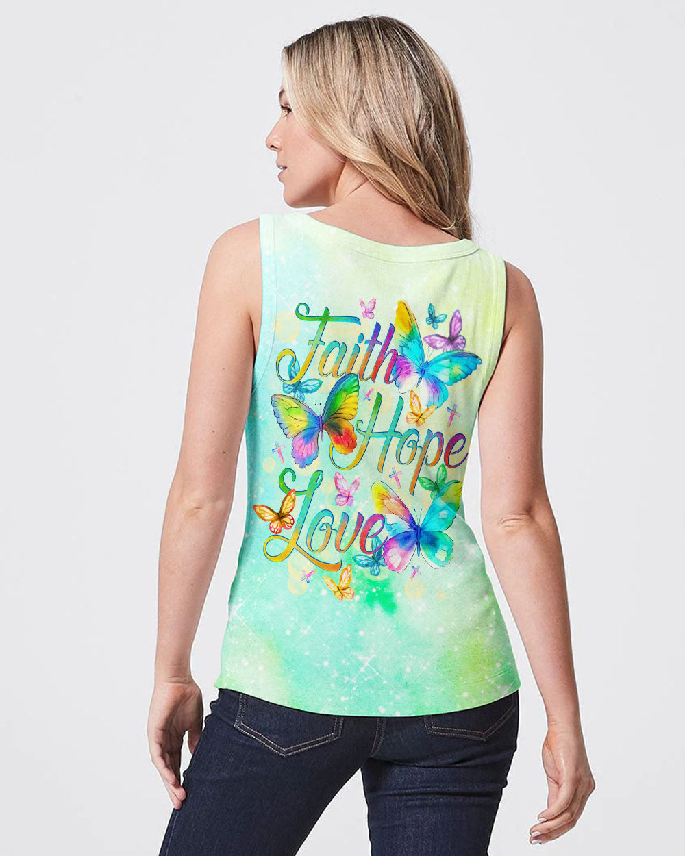 Faith Hope Love Butterfly Watercolor Women's All Over Print Shirt - Tlno0809234