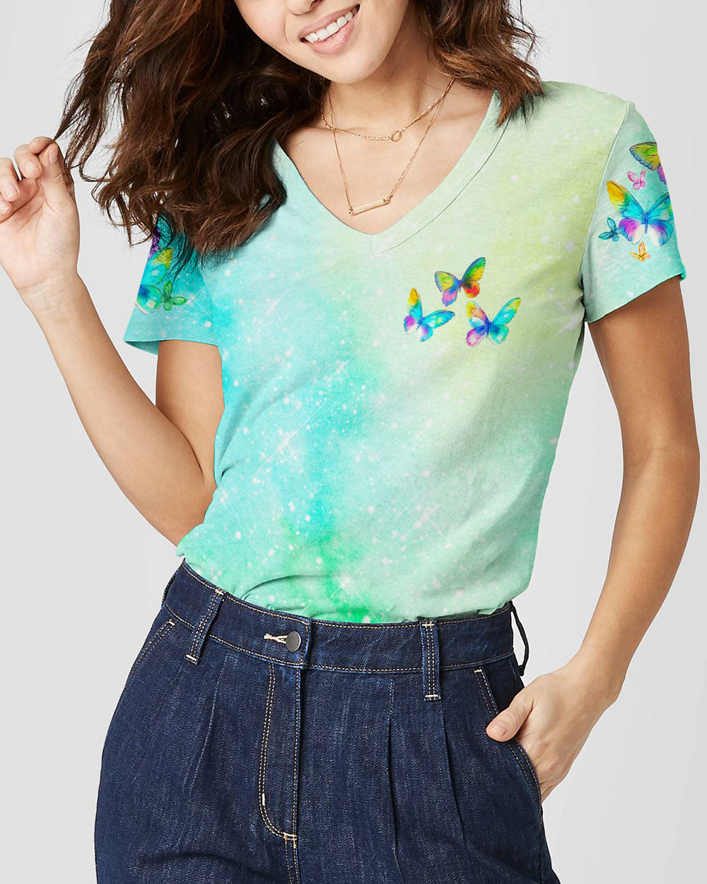 Faith Hope Love Butterfly Watercolor Women's All Over Print Shirt - Tlno0809234