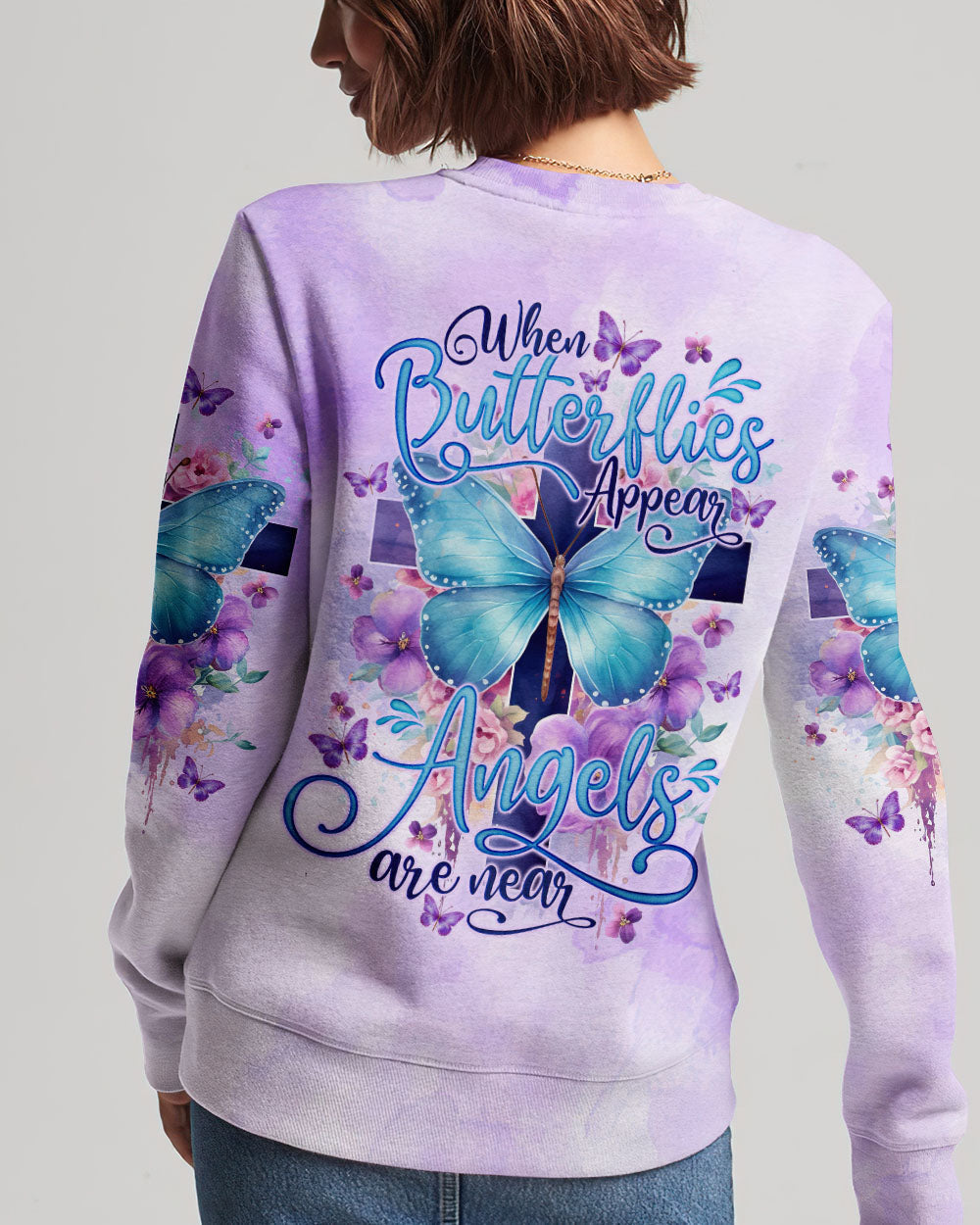 When Butterflies Appear Angels Are Near Women's All Over Print Shirt - Tlno1010232