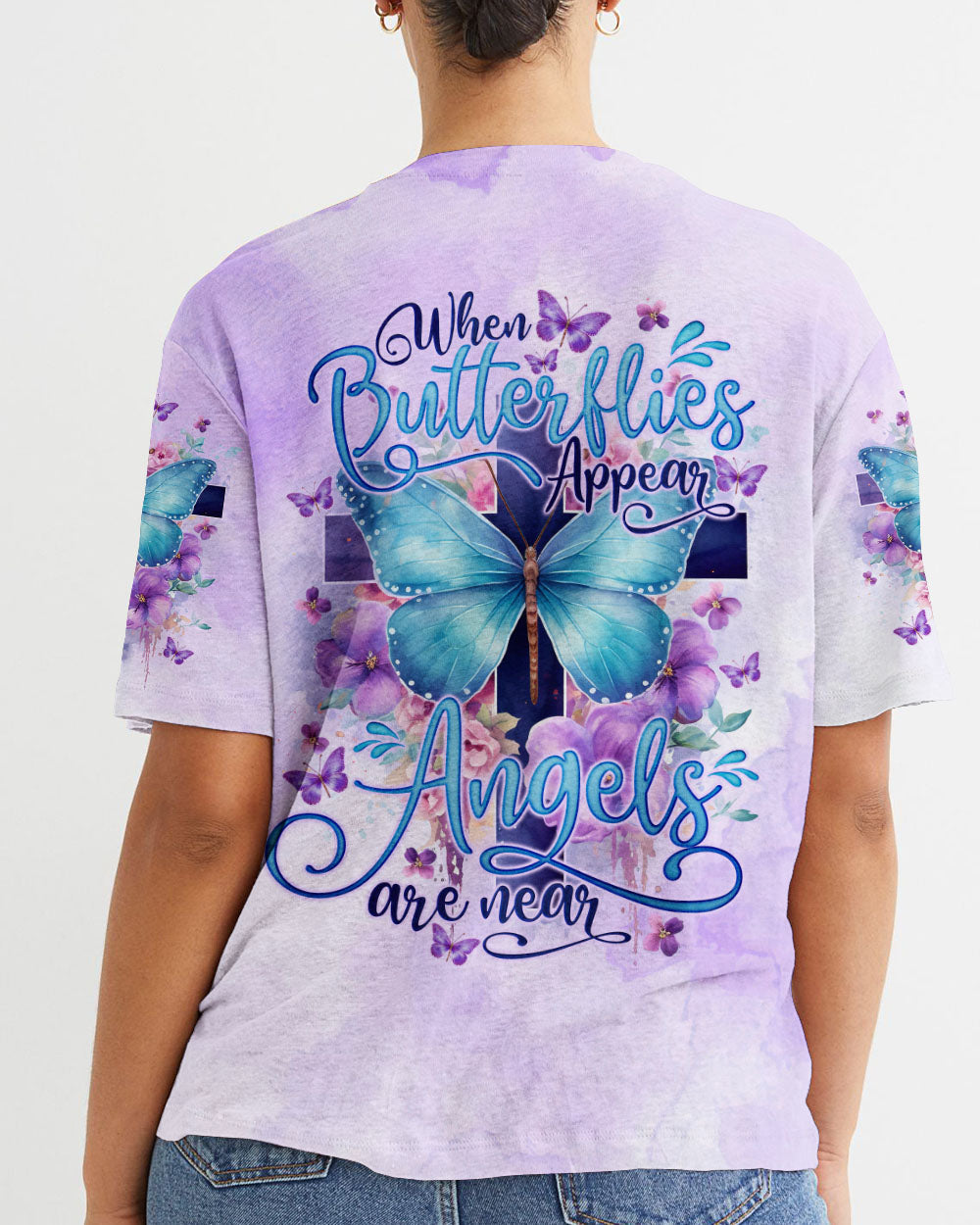 When Butterflies Appear Angels Are Near Women's All Over Print Shirt - Tlno1010232