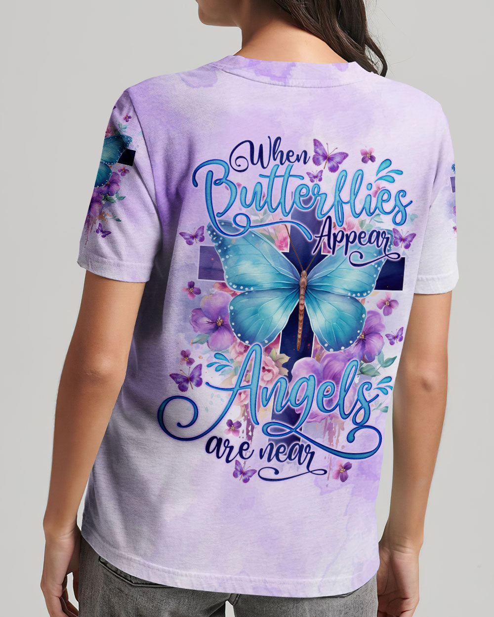 When Butterflies Appear Angels Are Near Women's All Over Print Shirt - Tlno1010232