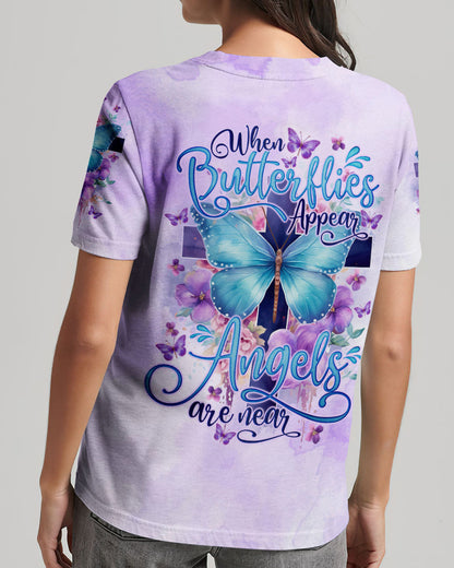 When Butterflies Appear Angels Are Near Women's All Over Print Shirt - Tlno1010232