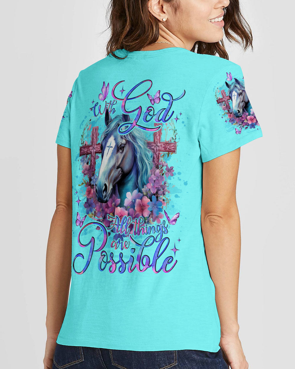 With God All Things Are Possible Horse Women's All Over Print Shirt - Tlno1210233