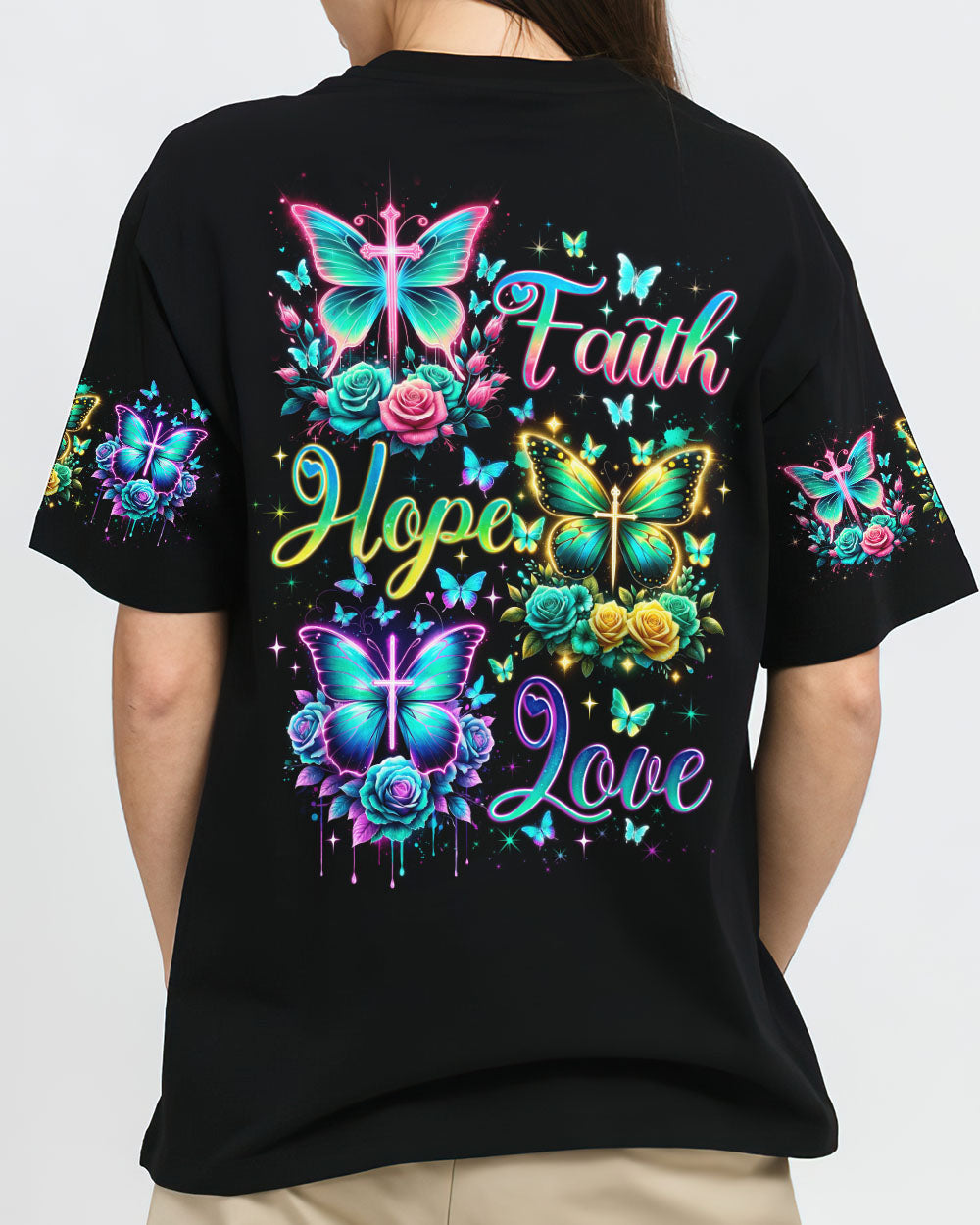 Faith Hope Love Butterfly Women's All Over Print Shirt - Tlno2501244