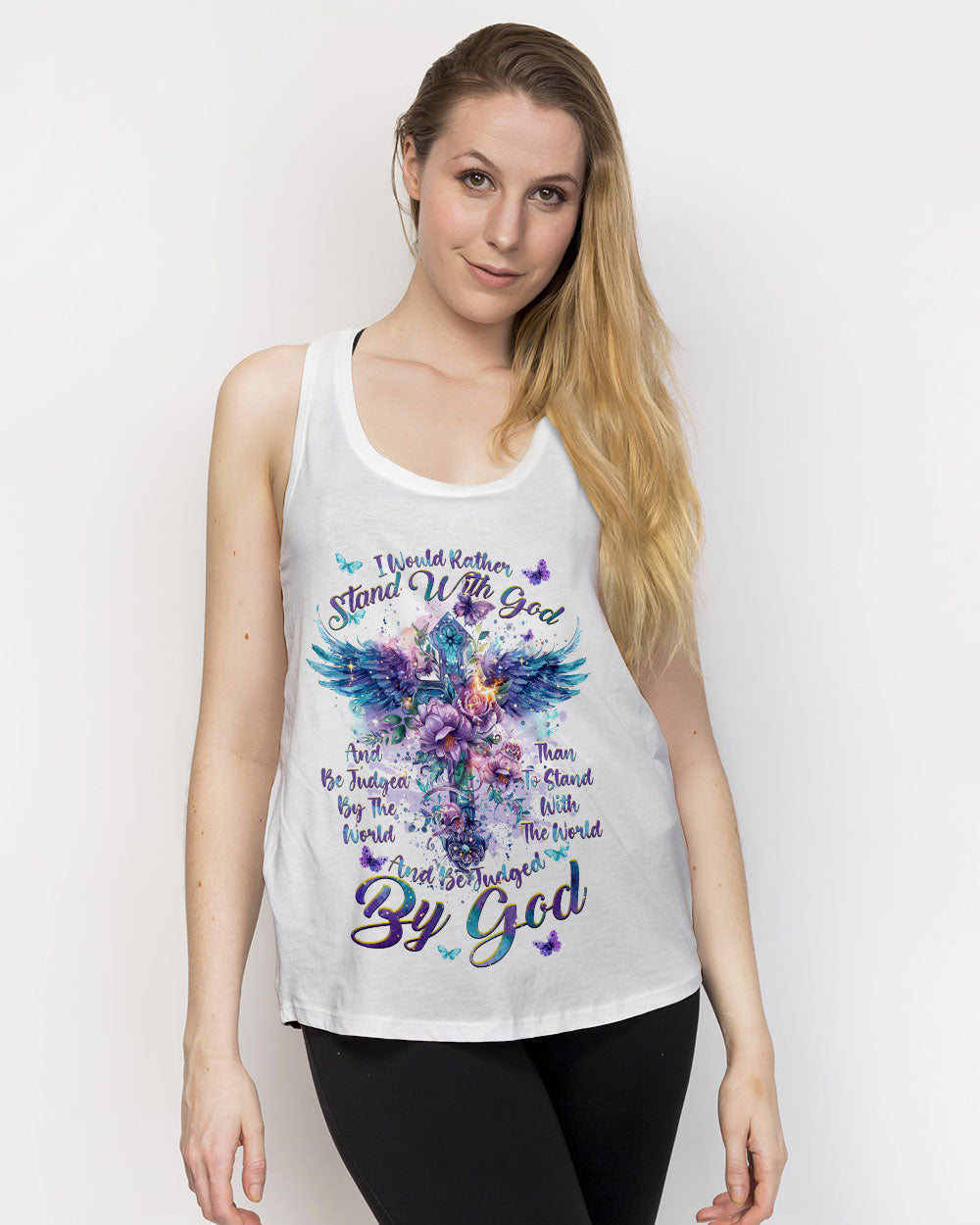 I Would Rather Stand With God Cross Wings Women's All Over Print Shirt - Tlnt0203244