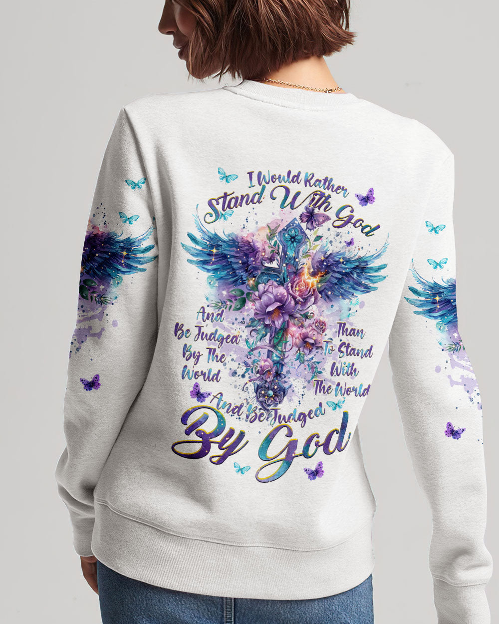 I Would Rather Stand With God Cross Wings Women's All Over Print Shirt - Tlnt0203244