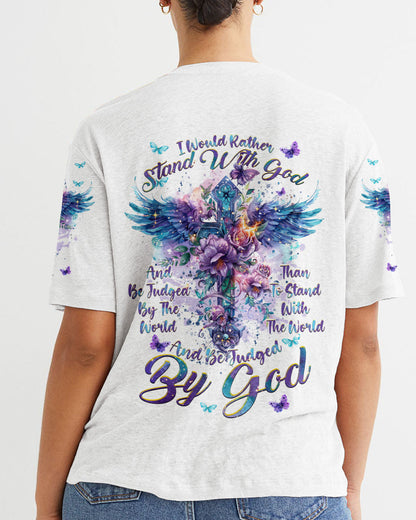 I Would Rather Stand With God Cross Wings Women's All Over Print Shirt - Tlnt0203244