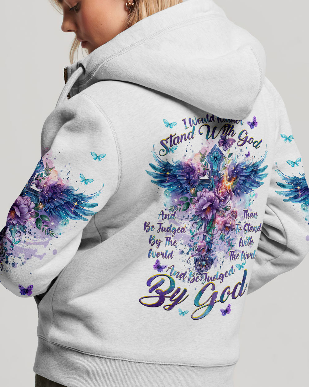 I Would Rather Stand With God Cross Wings Women's All Over Print Shirt - Tlnt0203244