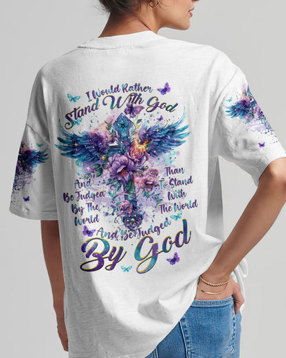 I Would Rather Stand With God Cross Wings Women's All Over Print Shirt - Tlnt0203244