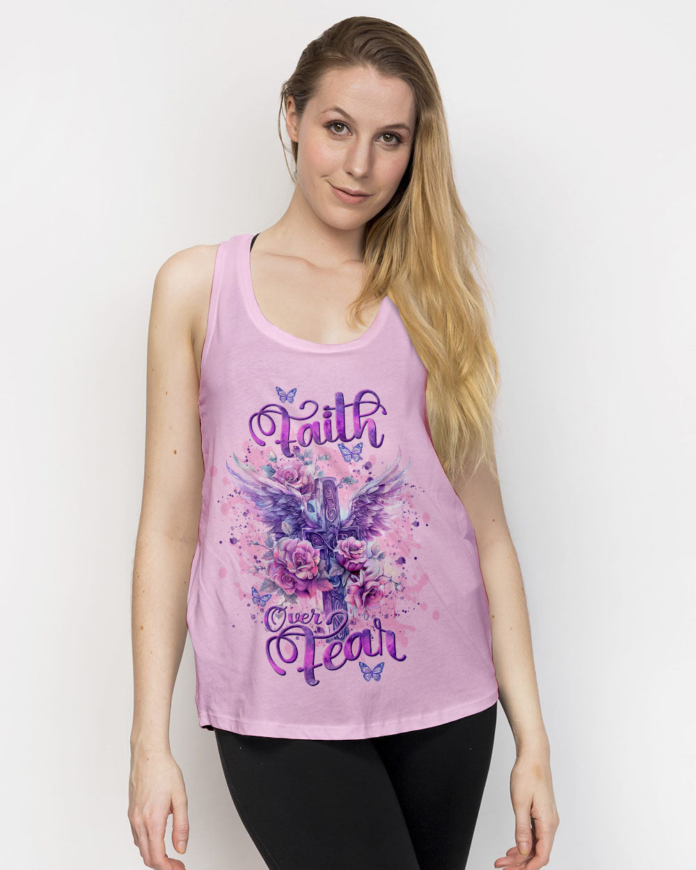 Faith Over Fear Cross Wings Women's All Over Print Shirt - Tlnt0403244