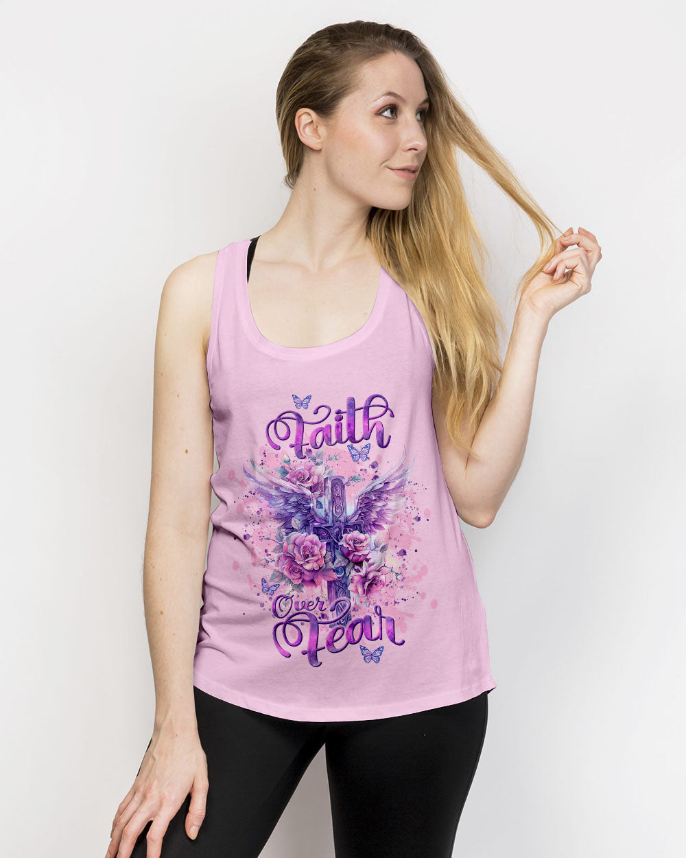 Faith Over Fear Cross Wings Women's All Over Print Shirt - Tlnt0403244