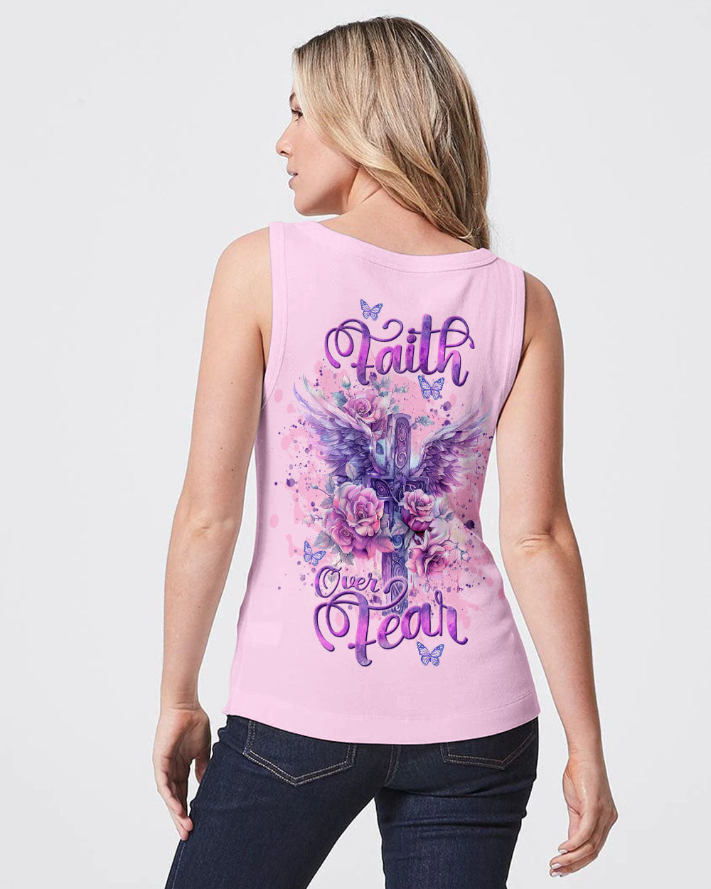 Faith Over Fear Cross Wings Women's All Over Print Shirt - Tlnt0403244