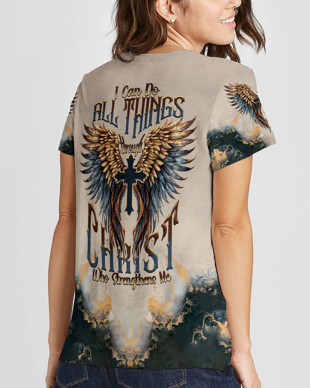 I Can Do All Things Through Christ Wings Women's All Over Print Shirt - Tlnt0408231