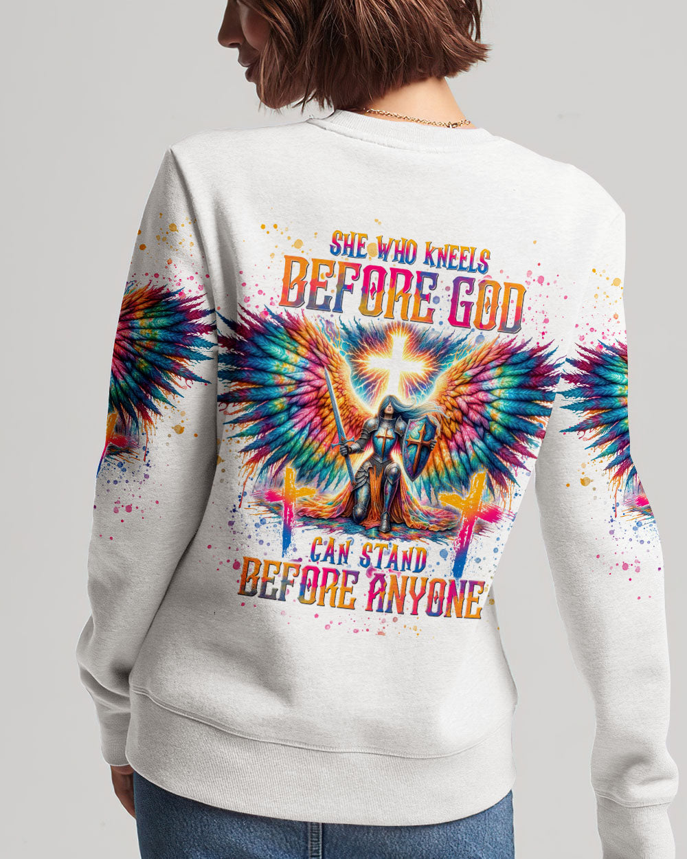 She Who Kneels Before God Warrior Wings Women's All Over Print Shirt - Tlnt1812233