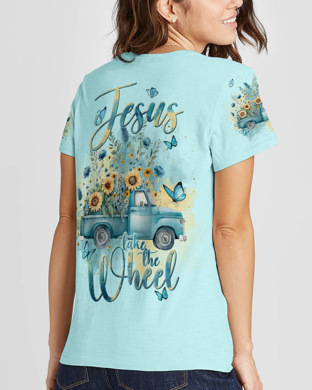 Jesus Take The Wheel Floral Truck Women's All Over Print Shirt - Tlnt2111233