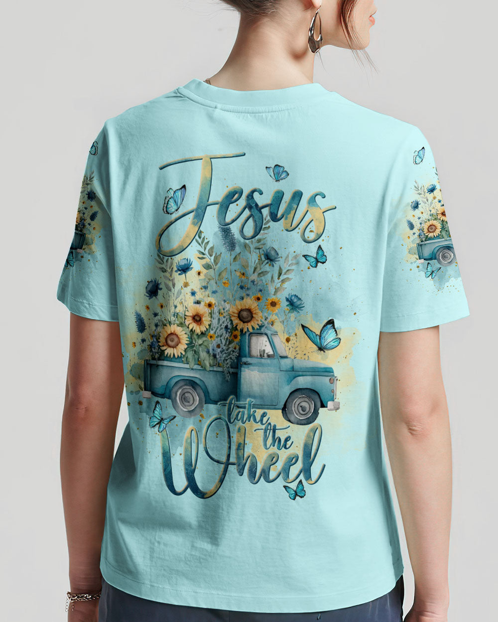 Jesus Take The Wheel Floral Truck Women's All Over Print Shirt - Tlnt2111233