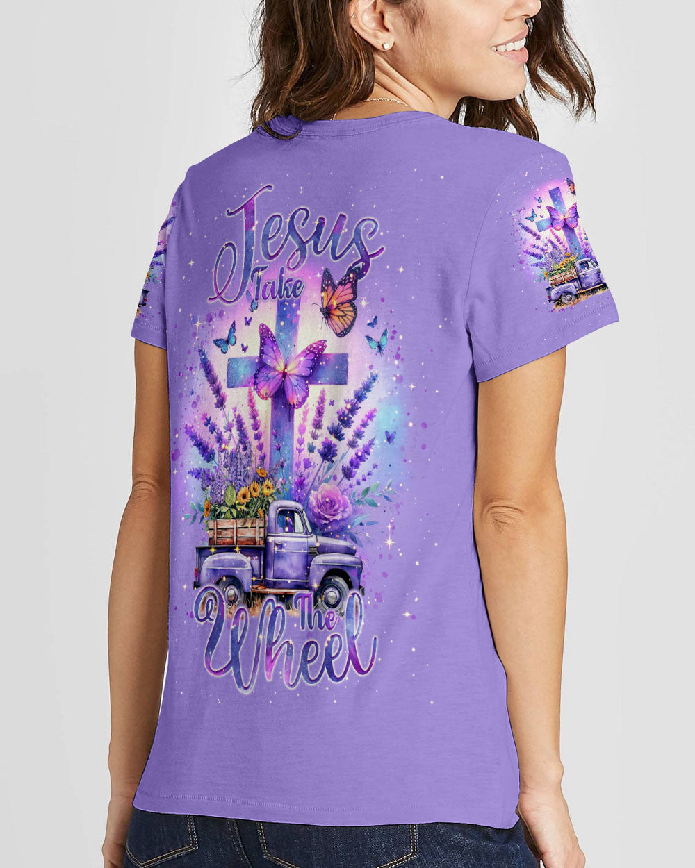 Jesus Take The Wheel Lavender Women's All Over Print Shirt - Tlnt2802243