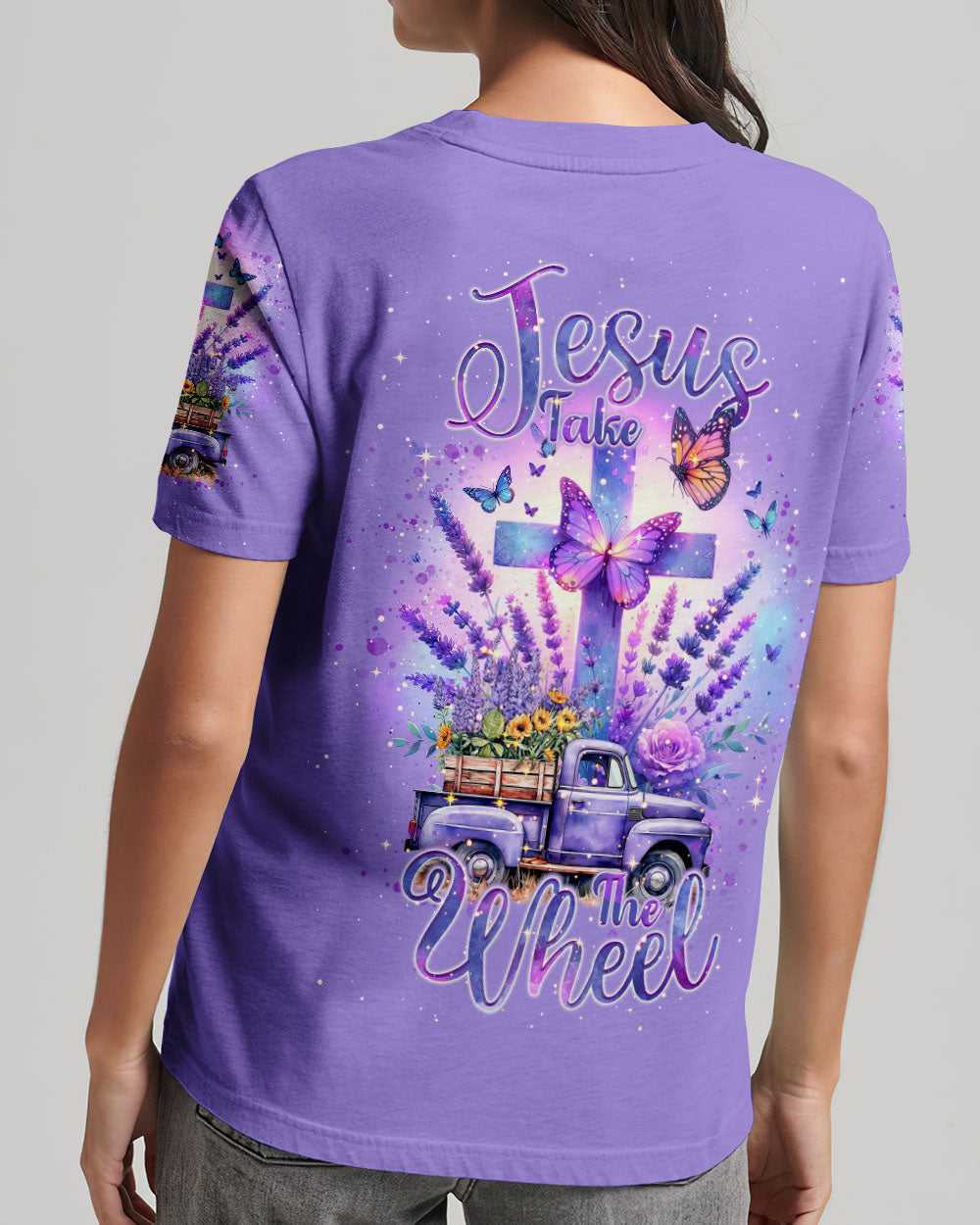 Jesus Take The Wheel Lavender Women's All Over Print Shirt - Tlnt2802243