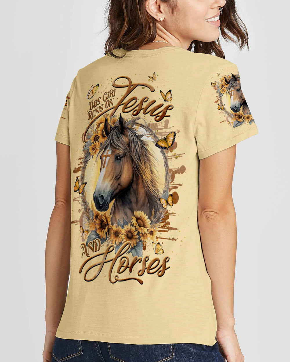 Runs On Jesus And Horses Women's All Over Print Shirt - Tlnt2909232