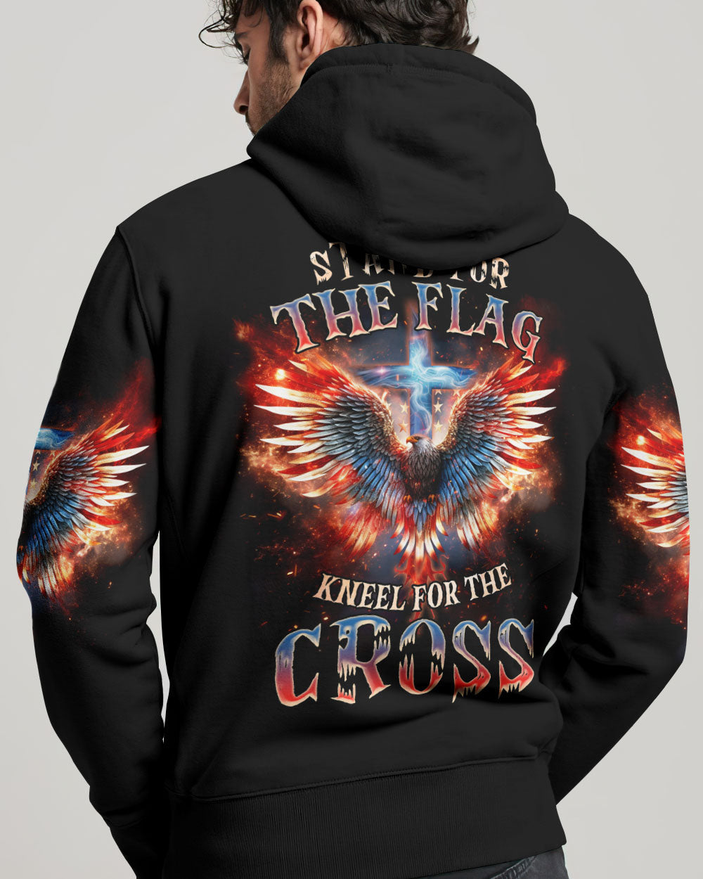 Stand For The Flag Kneel For The Cross Fire Wings Men's All Over Print Shirt - Tlnz0308232