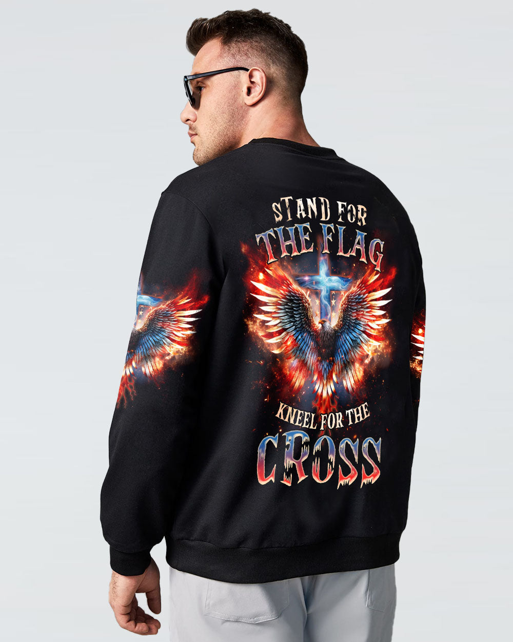 Stand For The Flag Kneel For The Cross Fire Wings Men's All Over Print Shirt - Tlnz0308232