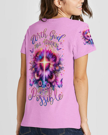 With God All Things Are Possible Sunflower Women's All Over Print Shirt - Tlnz0912232