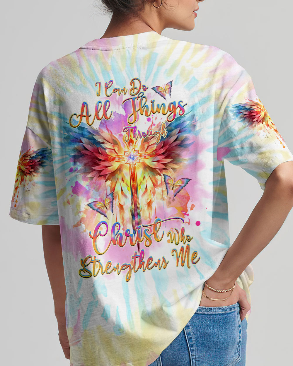 I Can Do All Things Through Christ Wings Colorful Women's All Over Print Shirt - Tlnz1110234