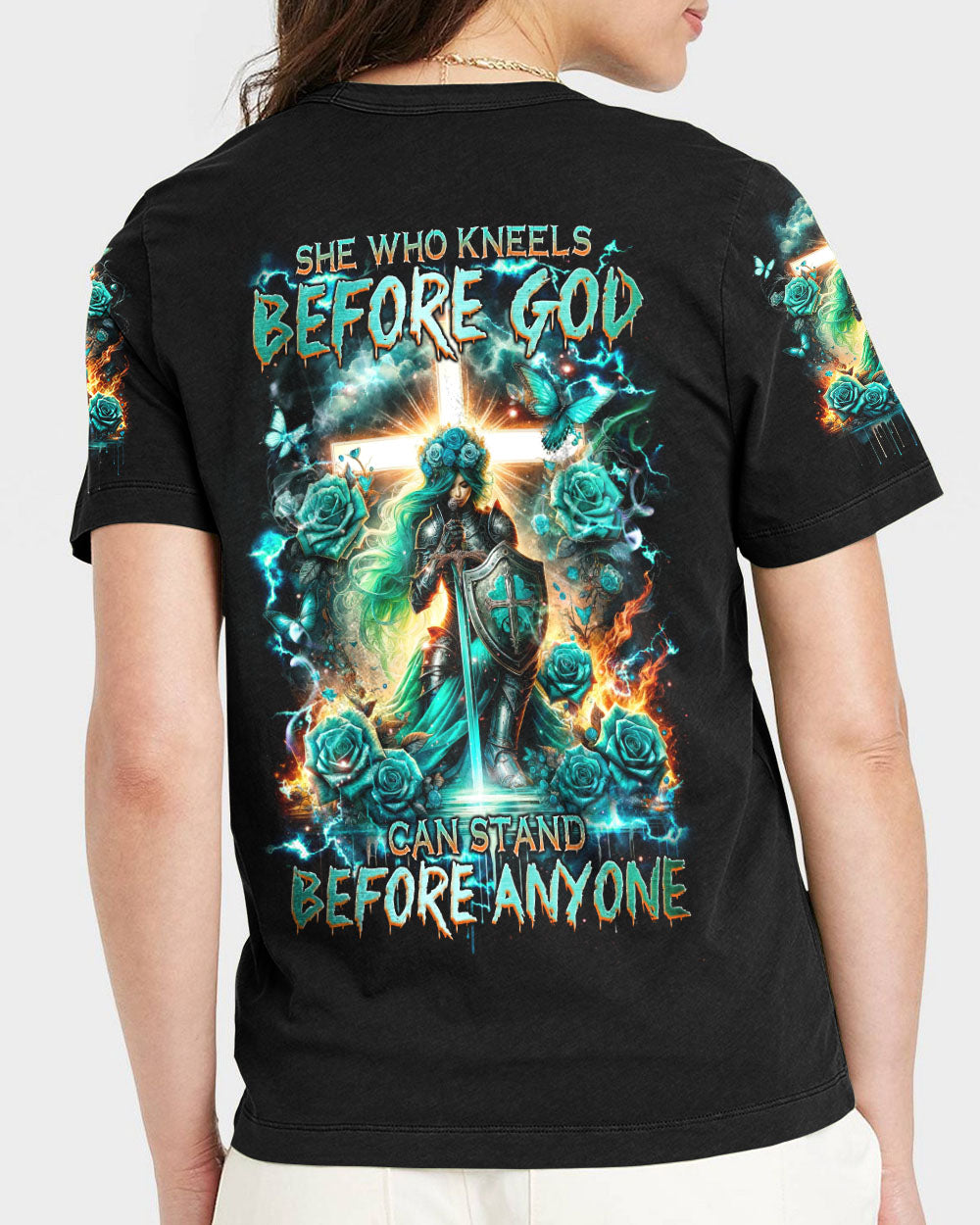 She Who Kneels Before God Women's All Over Print Shirt - Tlnz1601241