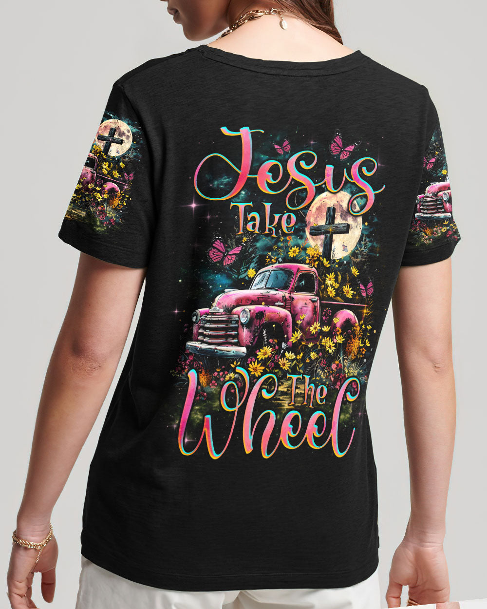 Jesus Take The Wheel Women's All Over Print Shirt - Tlnz1803244