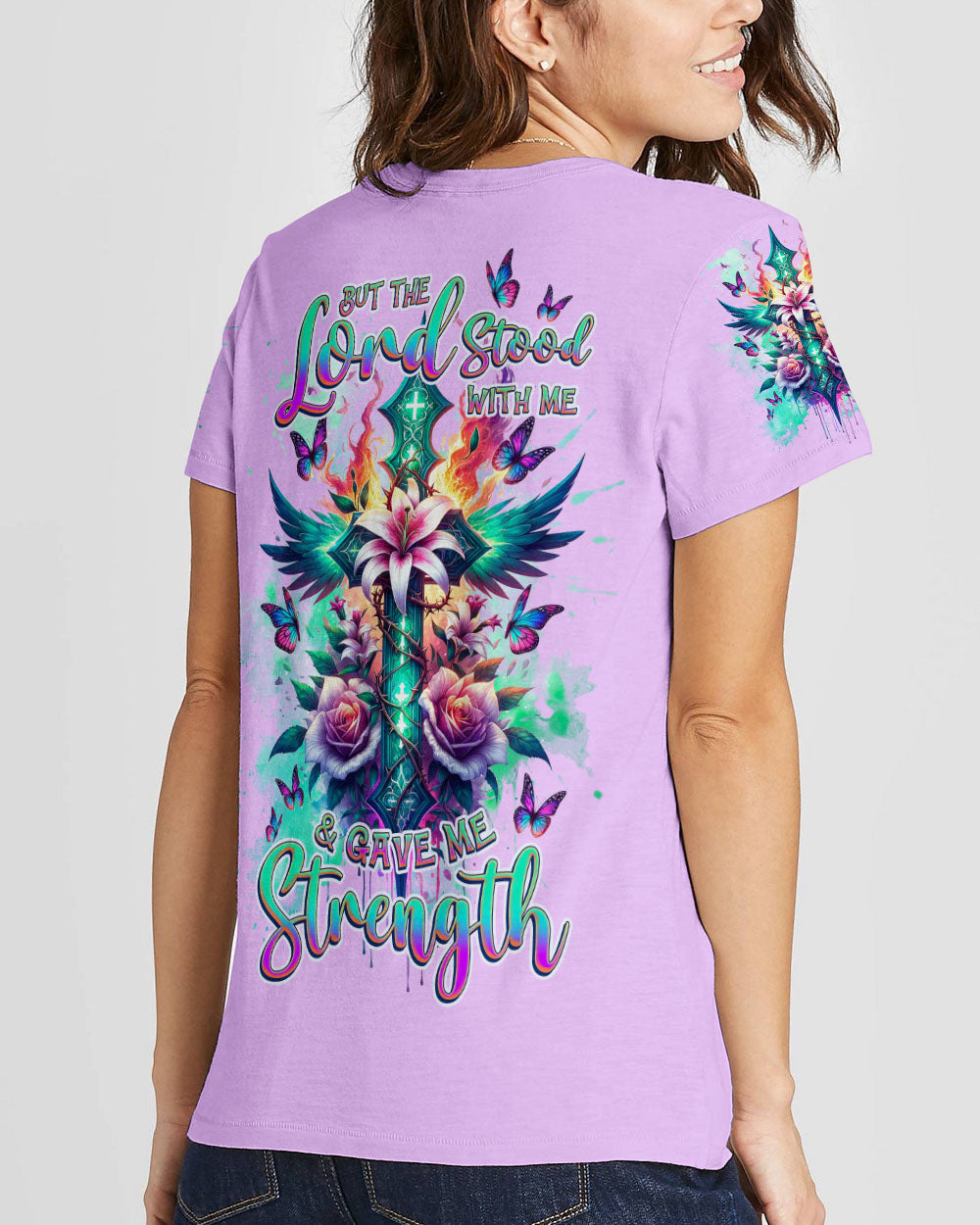 Lord Stood With Me Cross Wings Women's All Over Print Shirt - Tlnz2201248