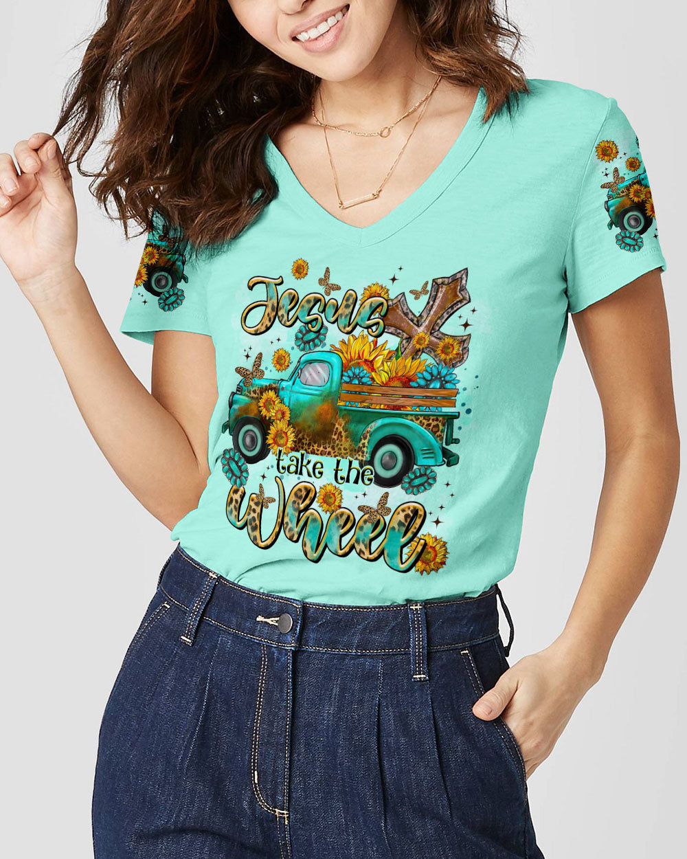 Jesus Take The Wheel Women's All Over Print Shirt - Tltr1909231