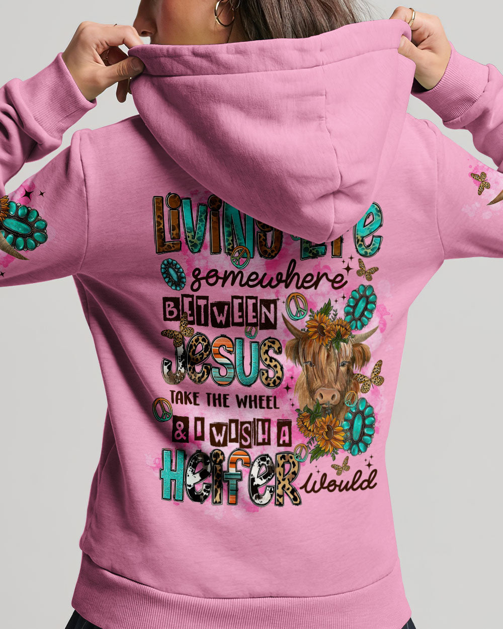 Living Life Somewhere Between Jesus Cow Women's All Over Print Shirt - Tltr2003243