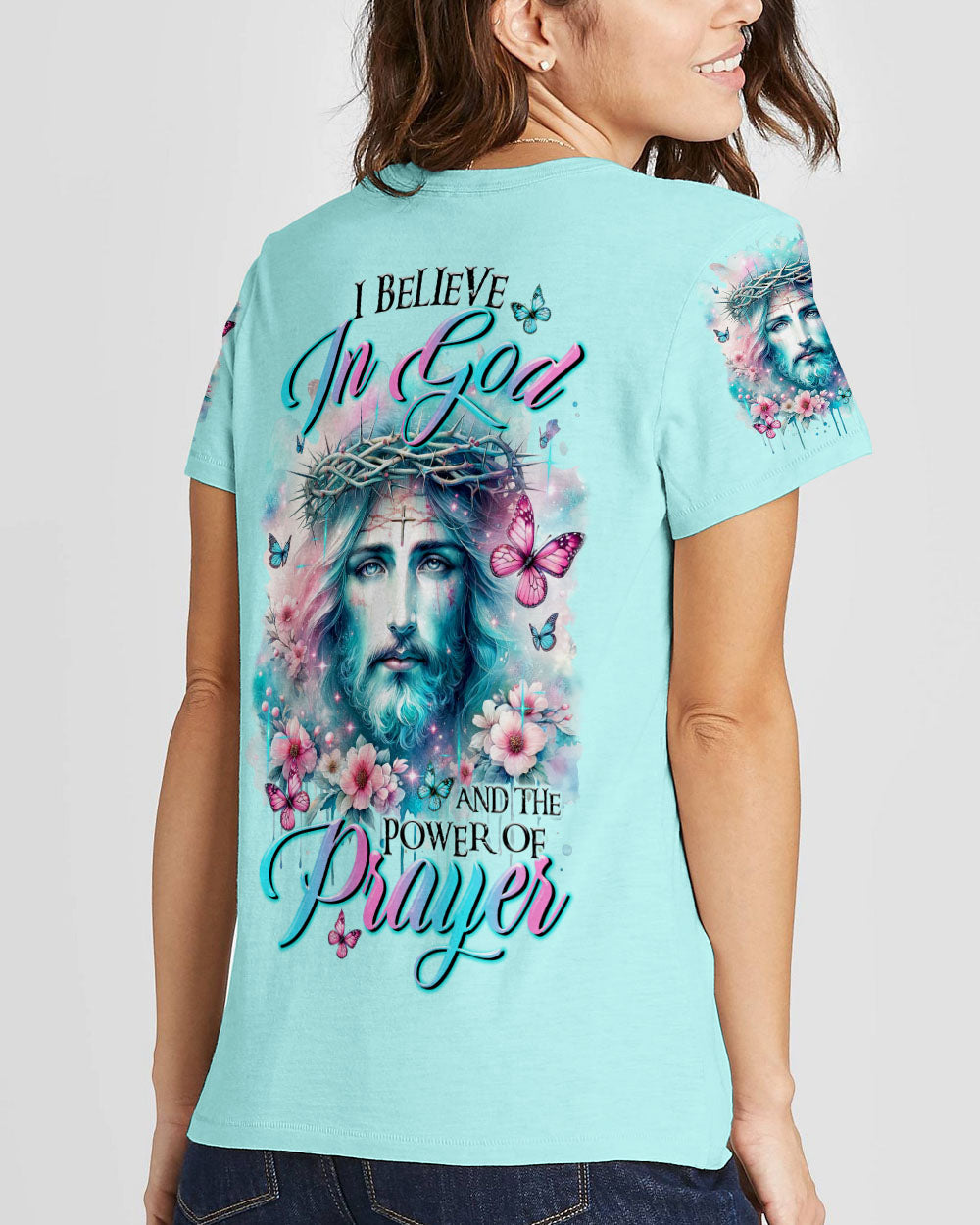 I Believe In God Floral Women's All Over Print Shirt - Tltr2511231