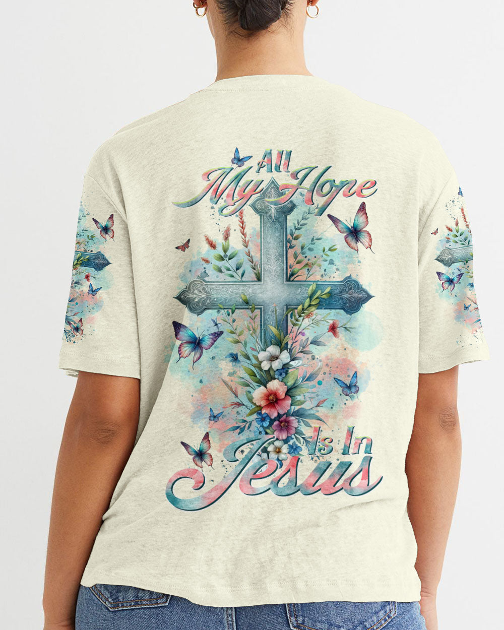 All My Hope Is In Jesus Cross Floral Women's All Over Print Shirt - Tltr2911232