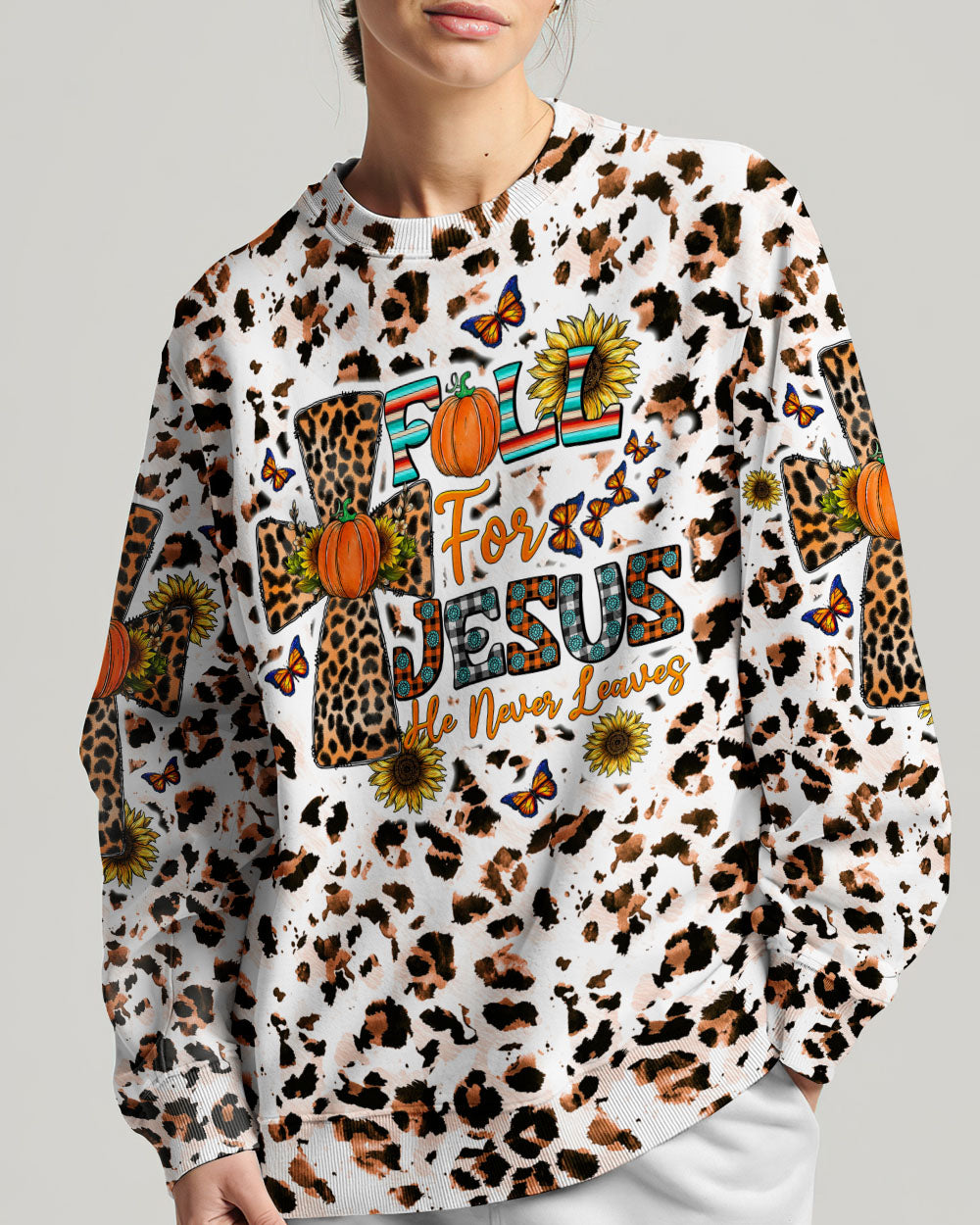 Fall For Jesus Autumn Leopard Women's All Over Print Shirt - Tltw0308234