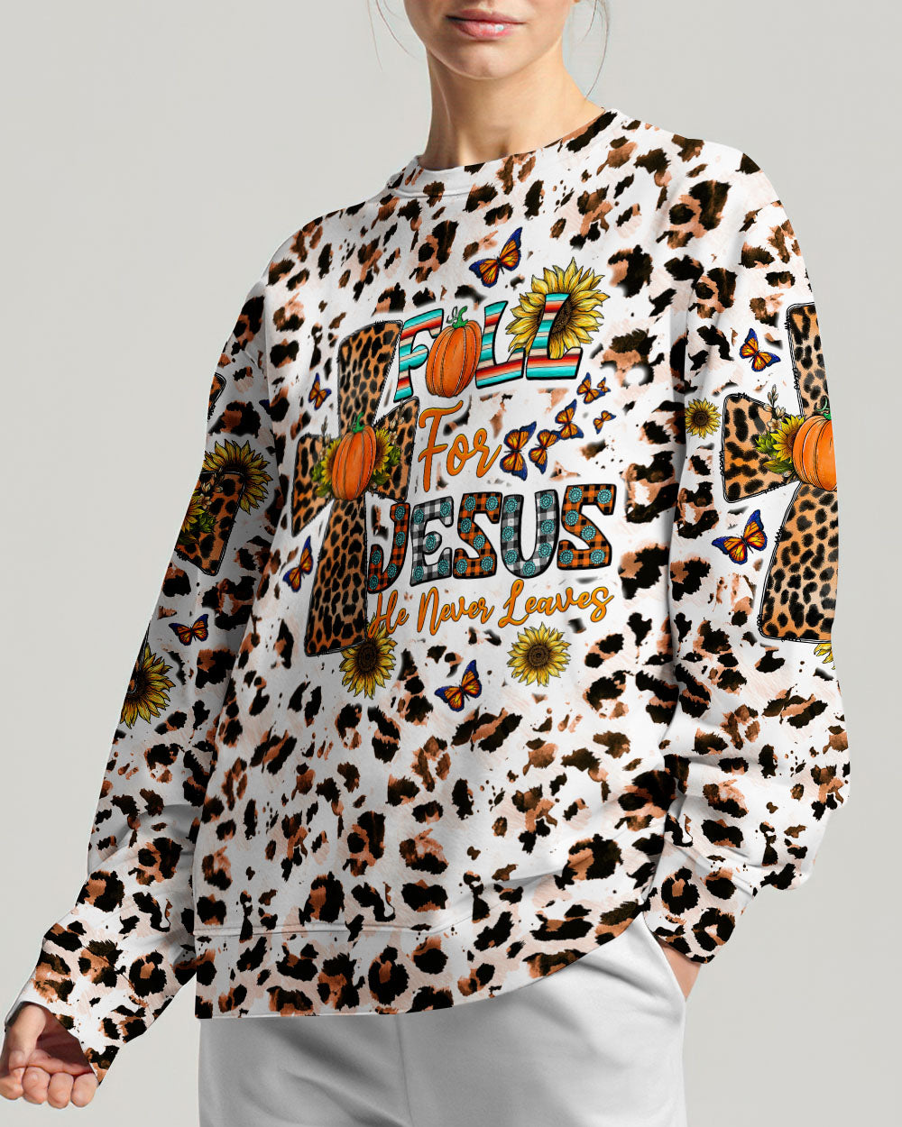 Fall For Jesus Autumn Leopard Women's All Over Print Shirt - Tltw0308234