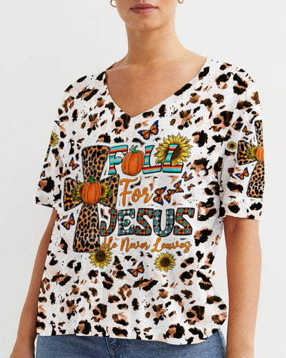 Fall For Jesus Autumn Leopard Women's All Over Print Shirt - Tltw0308234