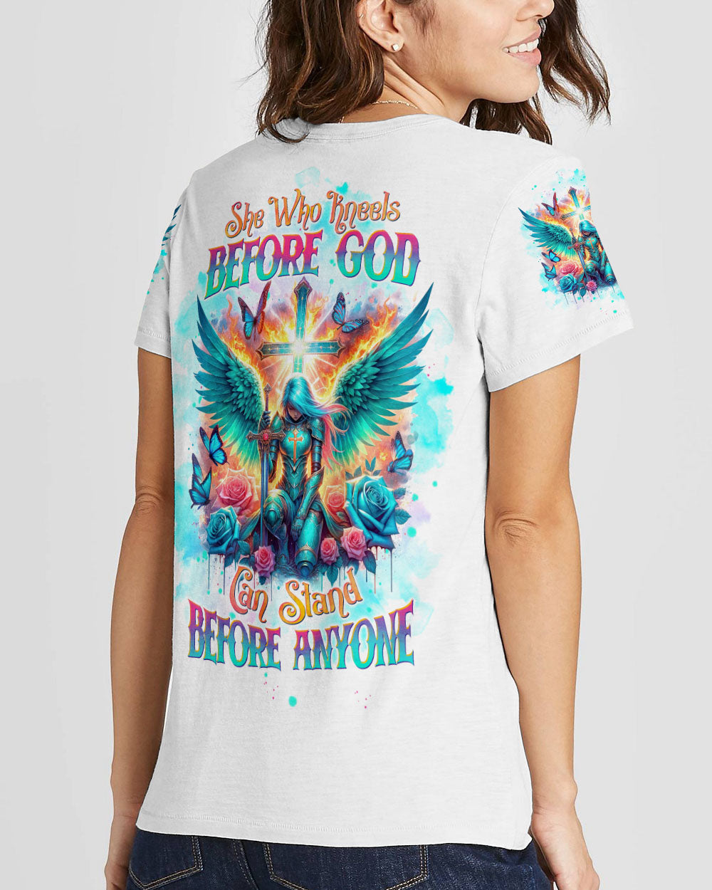 She Who Kneels Before God Warrior Women's All Over Print Shirt - Tltw0403244