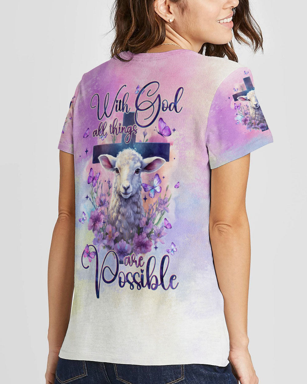 With God All Things Are Possible Lamb Women's All Over Print Shirt - Tltw0910235