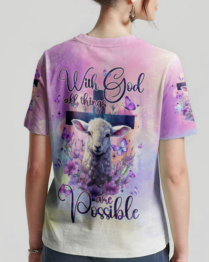 With God All Things Are Possible Lamb Women's All Over Print Shirt - Tltw0910235